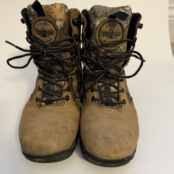 Rocky Youth Outdoor Hunting Boots Size 3M Camo Brown Hiking Thinsulate Insulated - Picture 2 of 10